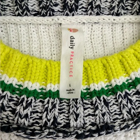 Anthropologie Daily Practice Le Tour Crop Crewneck Sweater Bike White Cotton L - Picture 5 of 9